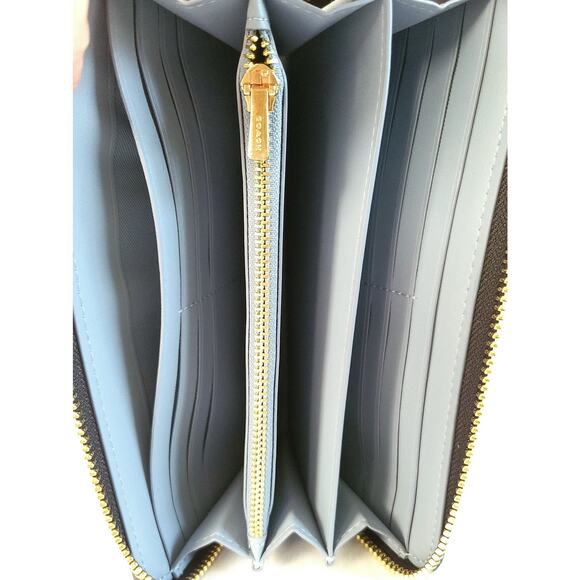 Coach Monogram Long Zip Around Wallet in Navy Blue (CF521) - Picture 7 of 9